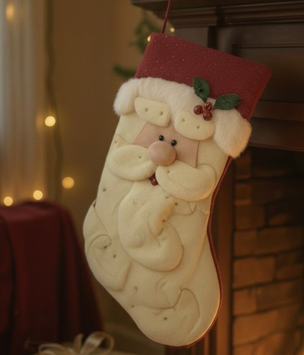 Ganz Christmas Stocking Two Dimensional Santa Clause 18 Inches Long